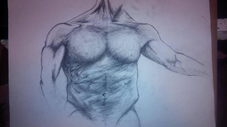 man chest anatomy charcoal