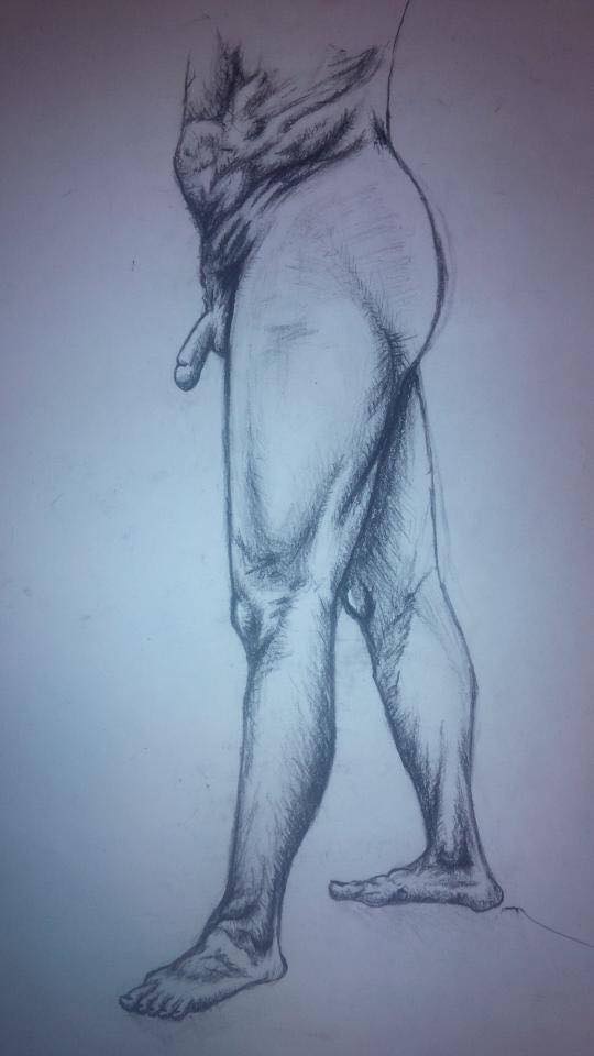 man front anatomy charcoal
