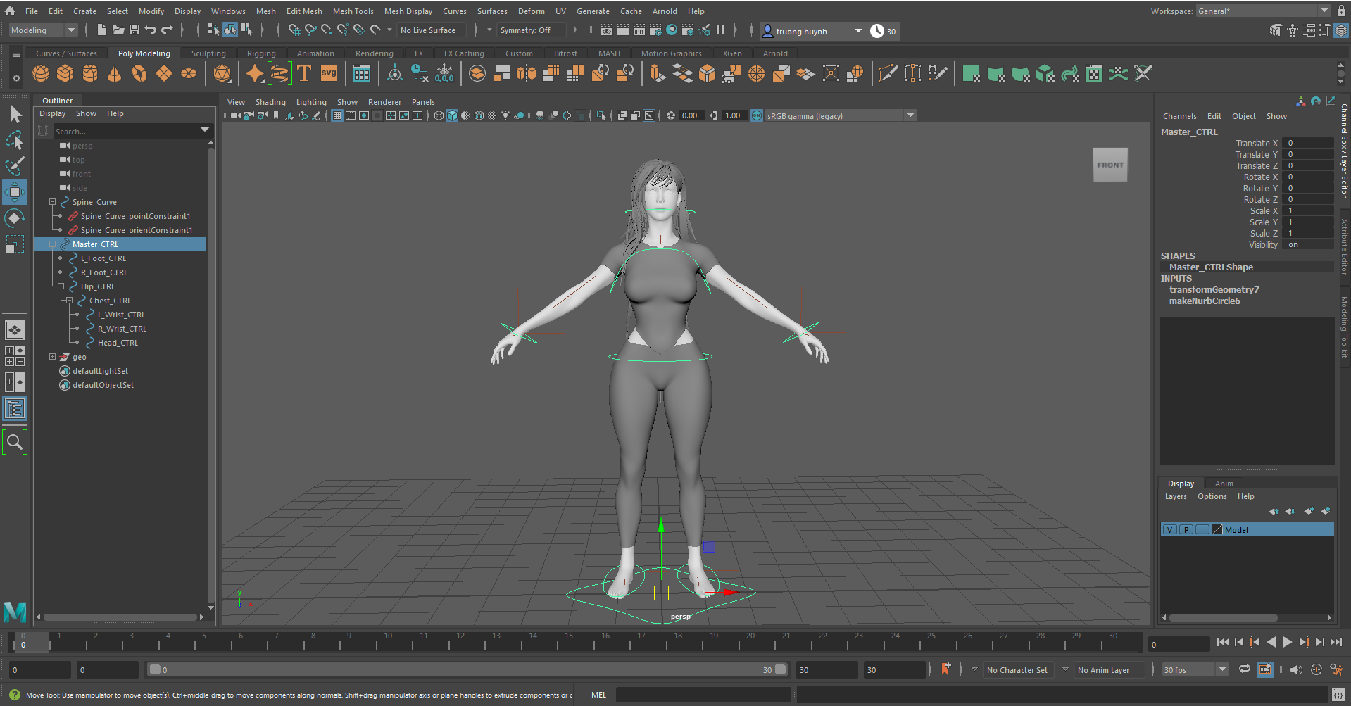 Female Rigged in Maya